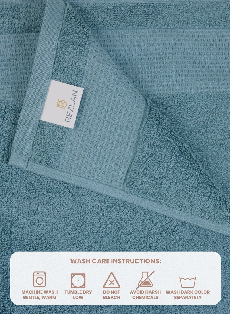 REZLAN UAE REZLAN Premium Cotton Bath Towel Set (4-Pack) – 100% Soft, Absorbent & Quick-Drying
*Luxury 600 GSM Bath Towels - 70×144 cm / 27×57 inches - SEA GREEN  - Image 4