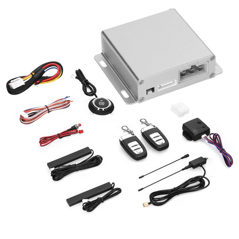 12V Car Anti-Theft Alarm Remote Starter System PKE Keyless Entry Central Lock Kit with 2 Remote Controller Push Button Starts/Stop - Image 1