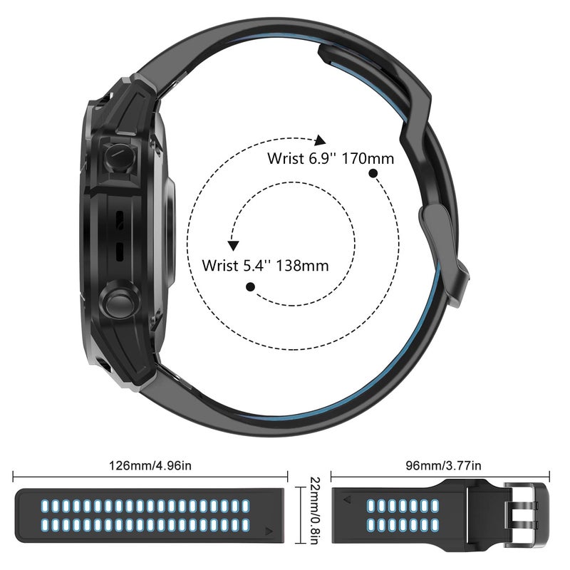 OVERSTEP Compatible with Garmin Fenix 7 Band, 22mm Easy-fit Sport Silicone Strap for Fenix 5/Fenix 5 Plus/Fenix 6/Fenix 6 Pro Smartwatch, Army Grenn Black - Image 5