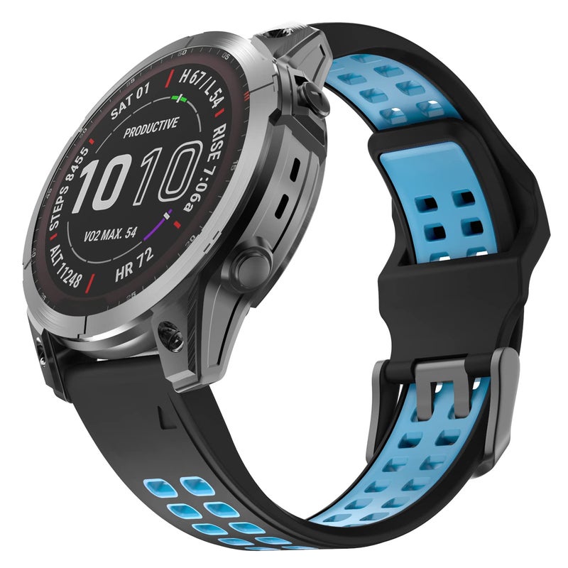 OVERSTEP Compatible with Garmin Fenix 7 Band, 22mm Easy-fit Sport Silicone Strap for Fenix 5/Fenix 5 Plus/Fenix 6/Fenix 6 Pro Smartwatch, Army Grenn Black - Image 1
