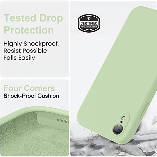 Vooii Compatible with iPhone XR Case, Upgraded Liquid Silicone with [Flat Edges] [Camera Protection] [Soft Anti-Scratch Microfiber Lining] Phone Case for iPhone 10 XR 6.1 inch - Matcha - Image 5