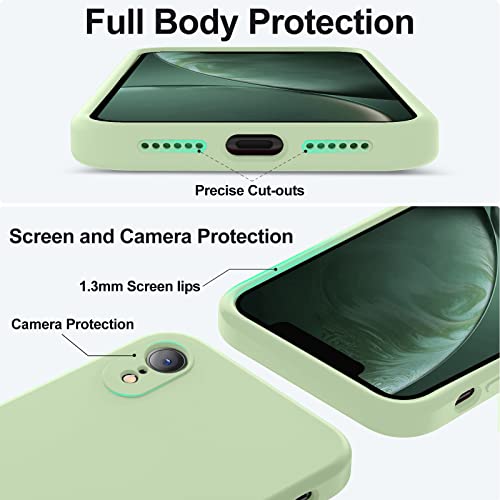 Vooii Compatible with iPhone XR Case, Upgraded Liquid Silicone with [Flat Edges] [Camera Protection] [Soft Anti-Scratch Microfiber Lining] Phone Case for iPhone 10 XR 6.1 inch - Matcha - Image 4