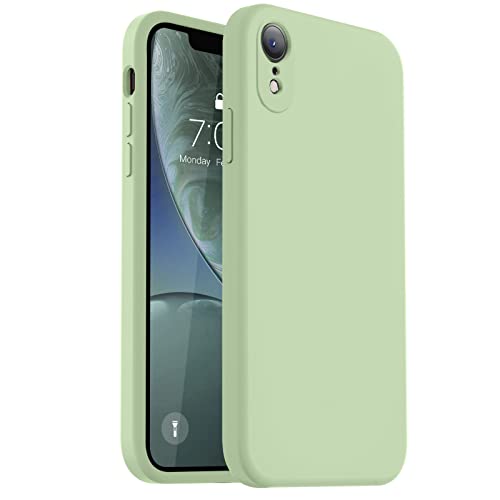 Vooii Compatible with iPhone XR Case, Upgraded Liquid Silicone with [Flat Edges] [Camera Protection] [Soft Anti-Scratch Microfiber Lining] Phone Case for iPhone 10 XR 6.1 inch - Matcha - Image 1