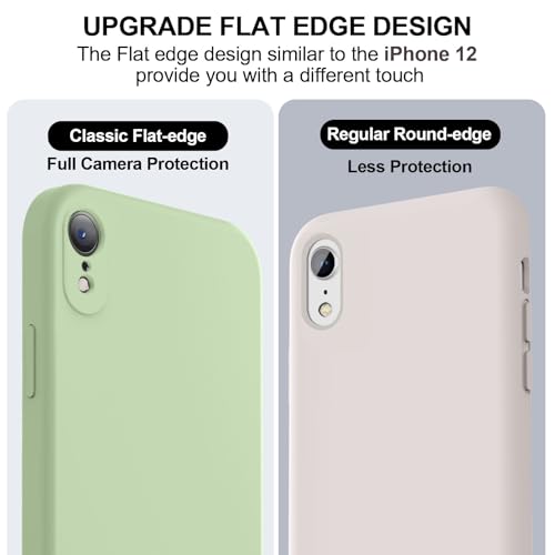 Vooii Compatible with iPhone XR Case, Upgraded Liquid Silicone with [Flat Edges] [Camera Protection] [Soft Anti-Scratch Microfiber Lining] Phone Case for iPhone 10 XR 6.1 inch - Matcha - Image 3