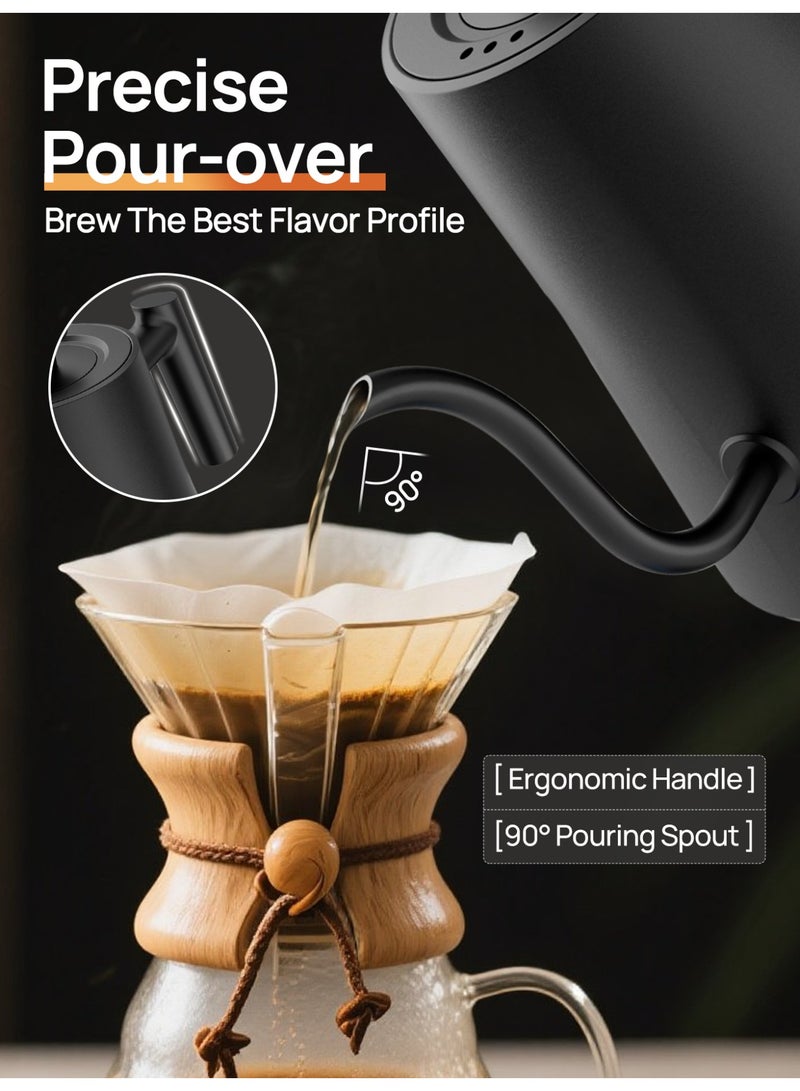 Brutelle V60 Kettle Electric Kettle Coffee Kettle 1000ML 1200W Power for Home Office Apartment Coffee Corner for V60 coffee Tea Matcha Black KT10R - Image 2