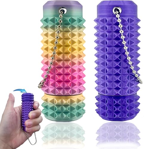 Deiviko 2Pcs Upgrade Little Pain Ouchies Pain Stim Fidget 3D Printed Fidget Toys Anxiety Relief Items Rotatable Grippie Stim Keychain Stim Toys for Autistic Adults Hard Spiky Sensory Toys Easter Gifts - Image 1