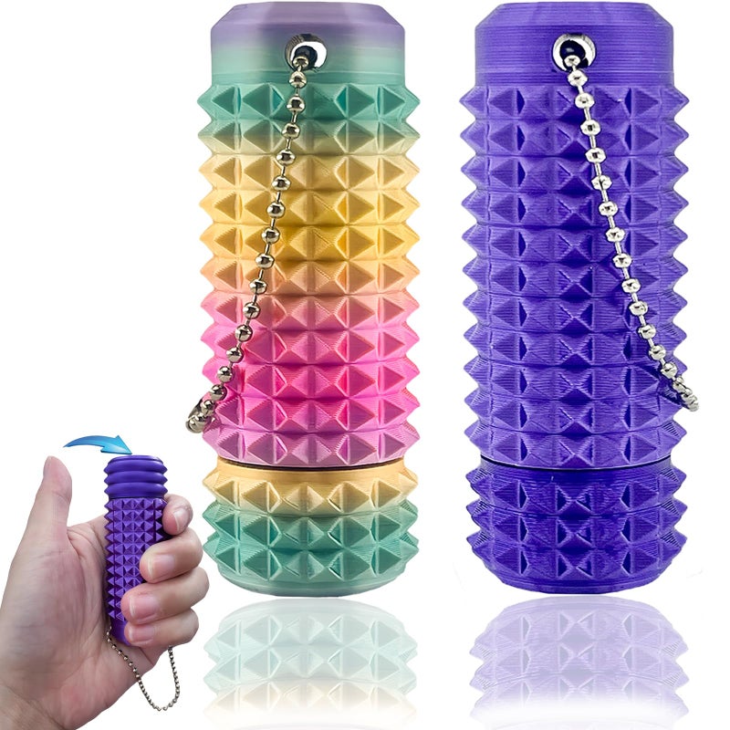 Deiviko 2Pcs Upgrade Little Pain Ouchies Pain Stim Fidget 3D Printed Fidget Toys Anxiety Relief Items Rotatable Grippie Stim Keychain Stim Toys for Autistic Adults Hard Spiky Sensory Toys Easter Gifts - Image 2