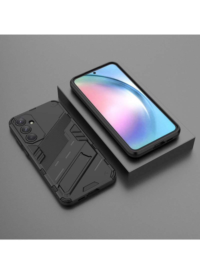 Generic - Punk Armor 2 in 1 PC Tpu Shockproof Phone Case with Invisible Holder For Samsung Galaxy A25 (Black) - Image 1