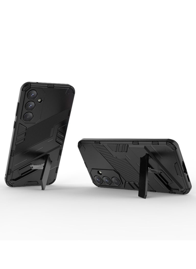 Generic - Punk Armor 2 in 1 PC Tpu Shockproof Phone Case with Invisible Holder For Samsung Galaxy A25 (Black) - Image 1