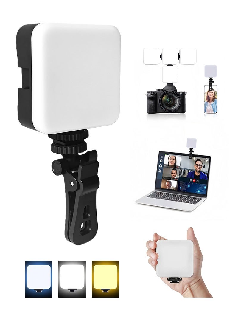 ZAFRA Rechargeable LED Video Light for Phones & Laptops - Adjustable Tilt, Dimmable, 3 Lighting Modes - Image 1