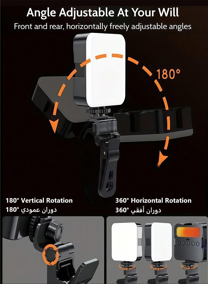 ZAFRA Rechargeable LED Video Light for Phones & Laptops - Adjustable Tilt, Dimmable, 3 Lighting Modes - Image 4