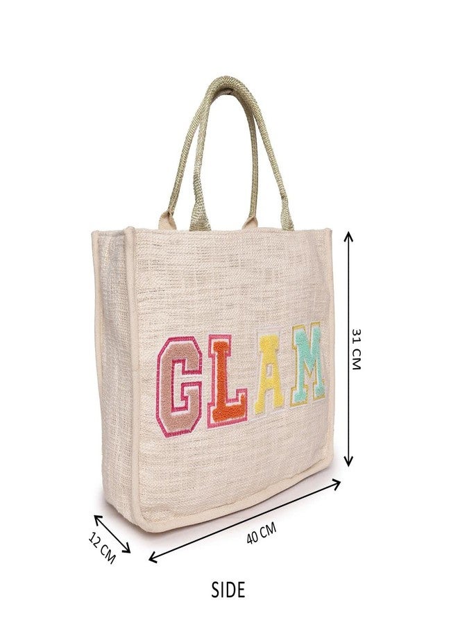 ASTRID Women's Towel Embroidered Cotton Tote Bag With Zip And Completely Biodegradable - Image 4