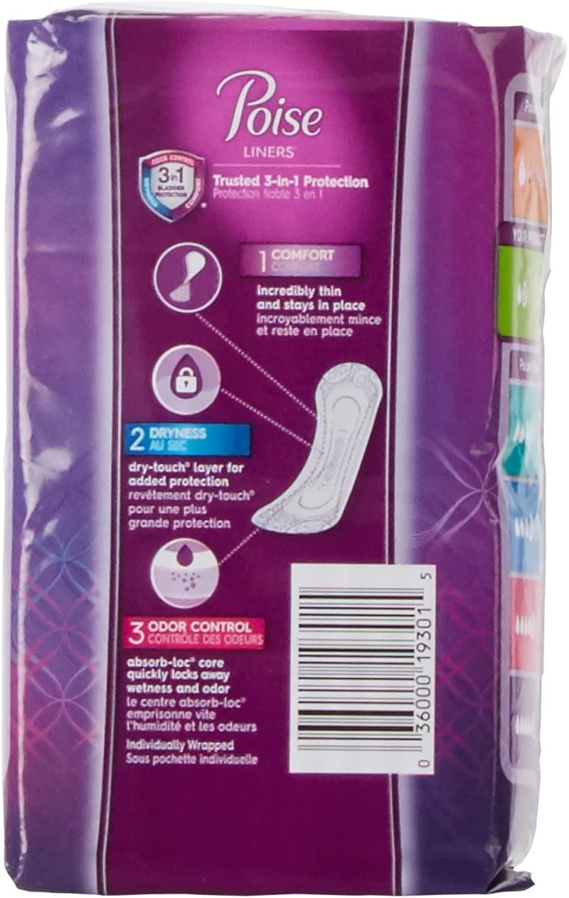 Poise Daily Liners - Very Light Absorbency, Regular Length, 26 Count (Pack of 3) - Image 2