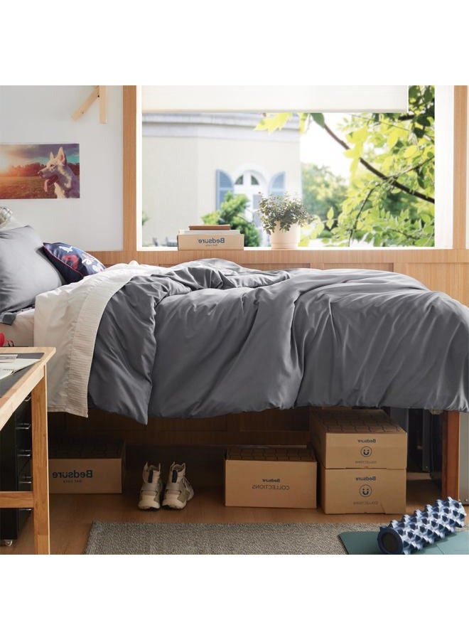 Bedsure Duvet Cover Twin/Twin XL Size - Extra Soft Double Brushed Bedding Set with Zipper Closure, 2 Pieces, Includes 1 Duvet Cover (68"x90") & 1 Pillow Sham, Comforter Not Included, Grey - Image 4