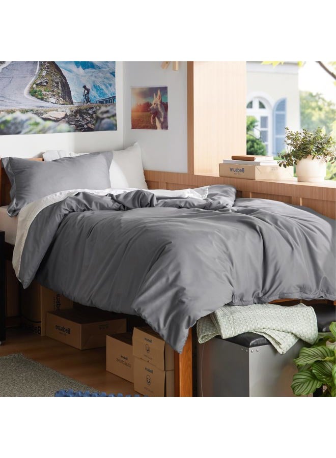 Bedsure Duvet Cover Twin/Twin XL Size - Extra Soft Double Brushed Bedding Set with Zipper Closure, 2 Pieces, Includes 1 Duvet Cover (68"x90") & 1 Pillow Sham, Comforter Not Included, Grey - Image 1