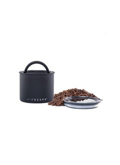 Planetary Design  Airscape Stainless Steel Coffee Canister Food Storage Container Patented Airtight Lid Push Out Excess Air Preserve Food Freshness Small Matte Black