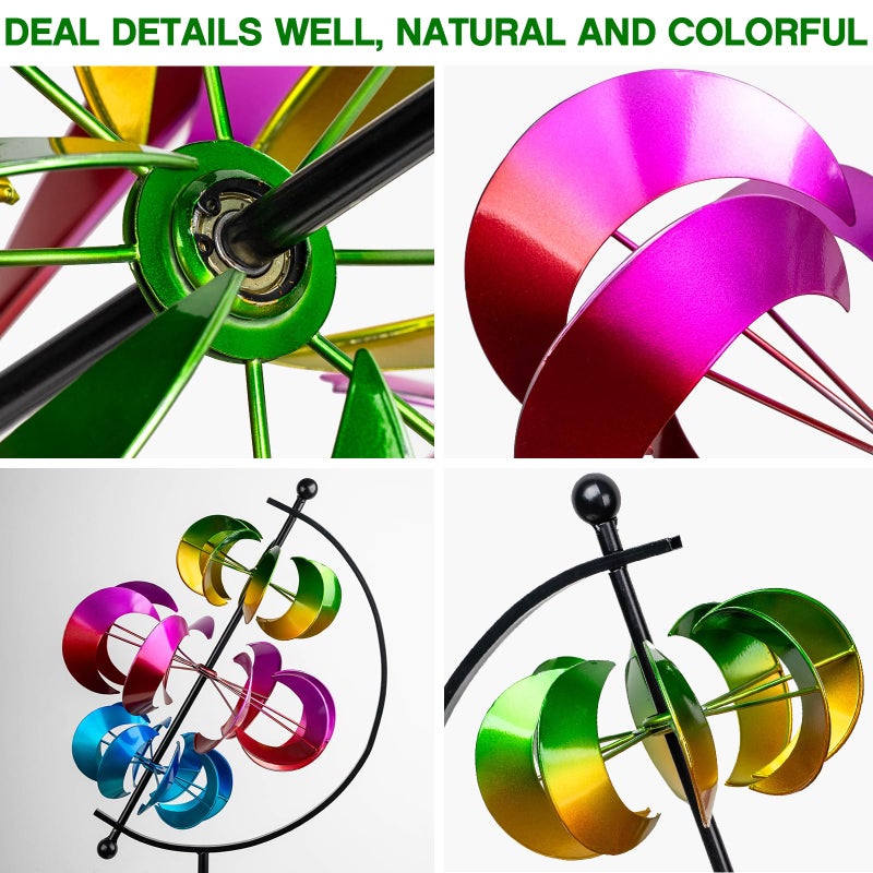 VISFLAIR Large Metal Wind Spinner for Garden and Yard â€“ 63 Inch Kinetic Outdoor Sculpture with Dual Direction 360Â° Spinning Blades â€“ Weather Resistant Moons Yard Art Decor for Patio, Lawn, and Porch - Image 5