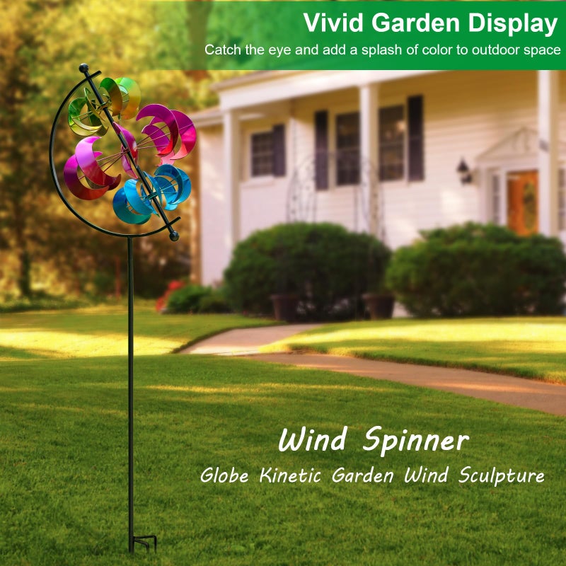VISFLAIR Large Metal Wind Spinner for Garden and Yard â€“ 63 Inch Kinetic Outdoor Sculpture with Dual Direction 360Â° Spinning Blades â€“ Weather Resistant Moons Yard Art Decor for Patio, Lawn, and Porch - Image 4