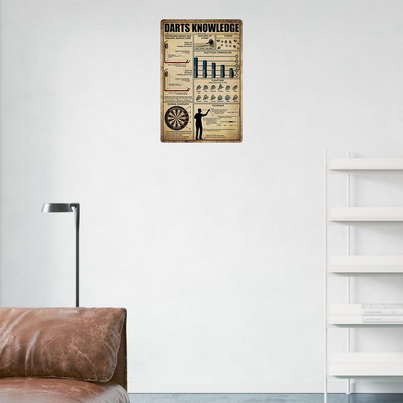 Ykfss Vintage Darts Knowledge Metal Tin Sign Dart Board Accessories Holder Wall Mount Dart Throw Line Poster Metal Tin Signs 8x12 Inch - Image 4