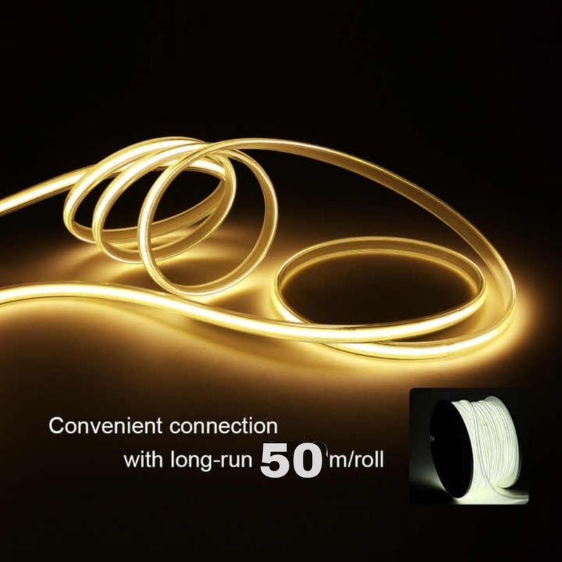 50M COB LED Strip Light - Waterproof IP65, 8mm Flexible Warm White Light Strip for Indoor & Outdoor Use - Image 4