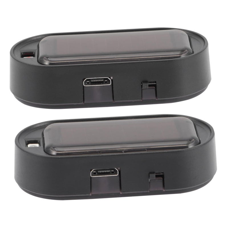 Solar Powered Simulation LED Flashing Car Warning Lamp 2pcs Auto Interior Exterior - Image 2