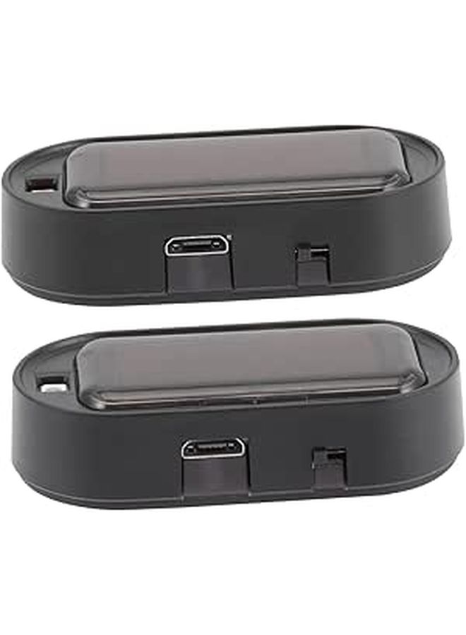 Solar Powered Simulation LED Flashing Car Warning Lamp 2pcs Auto Interior Exterior - Image 1