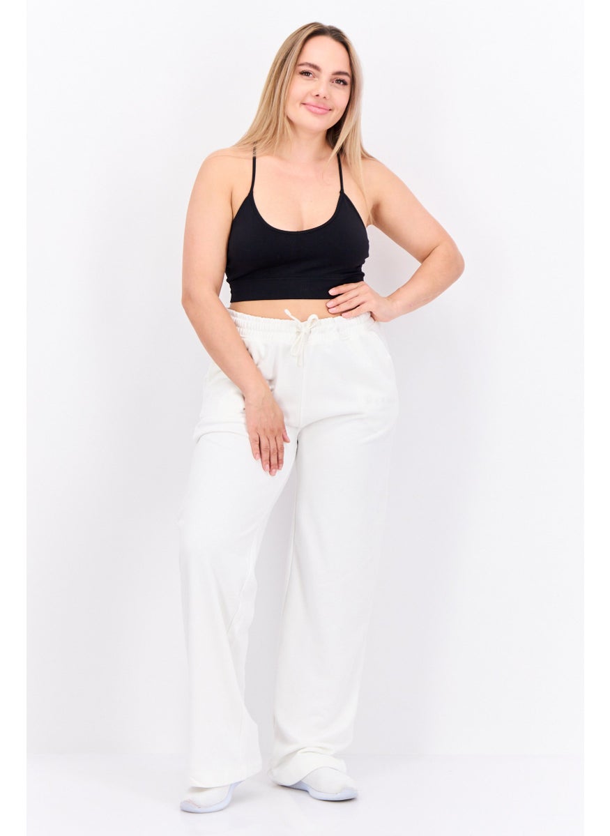 Juicy Couture Women Regular Fit Embroidered Logo Palazzo Pant, Off White  - Image 2