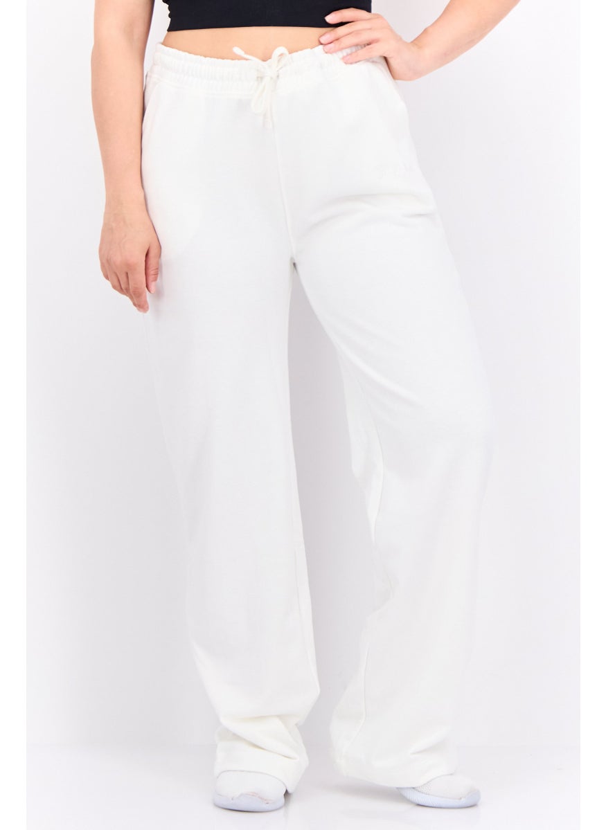 Juicy Couture Women Regular Fit Embroidered Logo Palazzo Pant, Off White  - Image 1