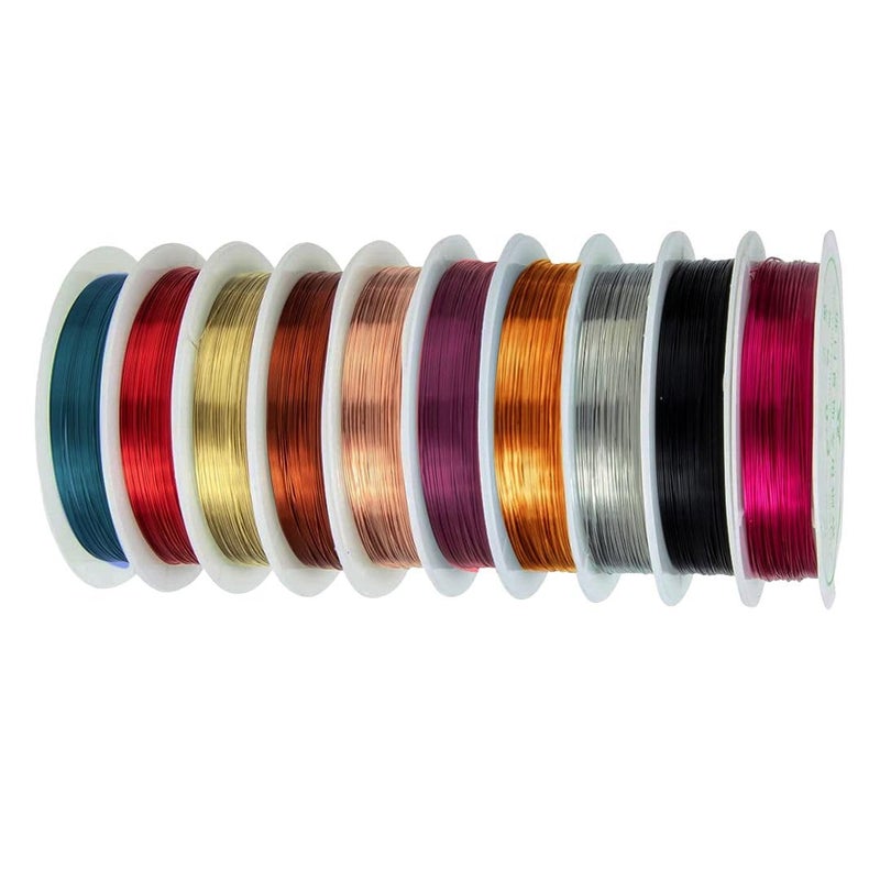 Satra Traders Jewellery Copper Wire Tarnish Proof Brass Bendable Metal Wire for Jewellery Making Sculpting Modelling Crafts Wire Weaving Wrapping Size 03 Approx 8mtr Qty 10pcs Multicolor - Image 1