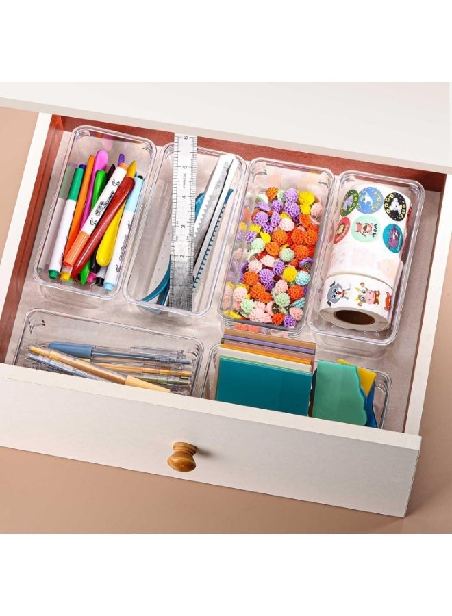 zoba 6 pieces of clear plastic drawer organizers, for makeup, jewelry, kitchen, bathroom and office - Image 5
