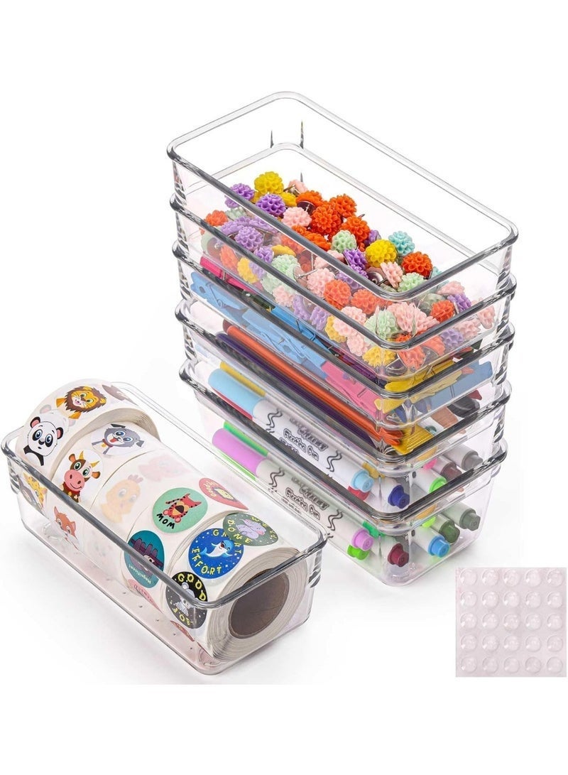 zoba 6 pieces of clear plastic drawer organizers, for makeup, jewelry, kitchen, bathroom and office - Image 1