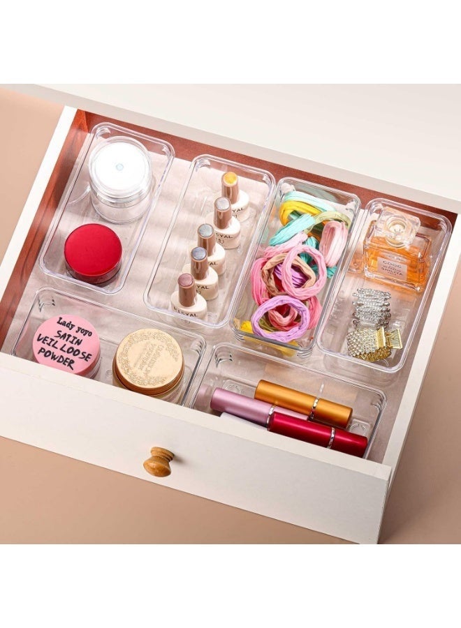 zoba 6 pieces of clear plastic drawer organizers, for makeup, jewelry, kitchen, bathroom and office - Image 3
