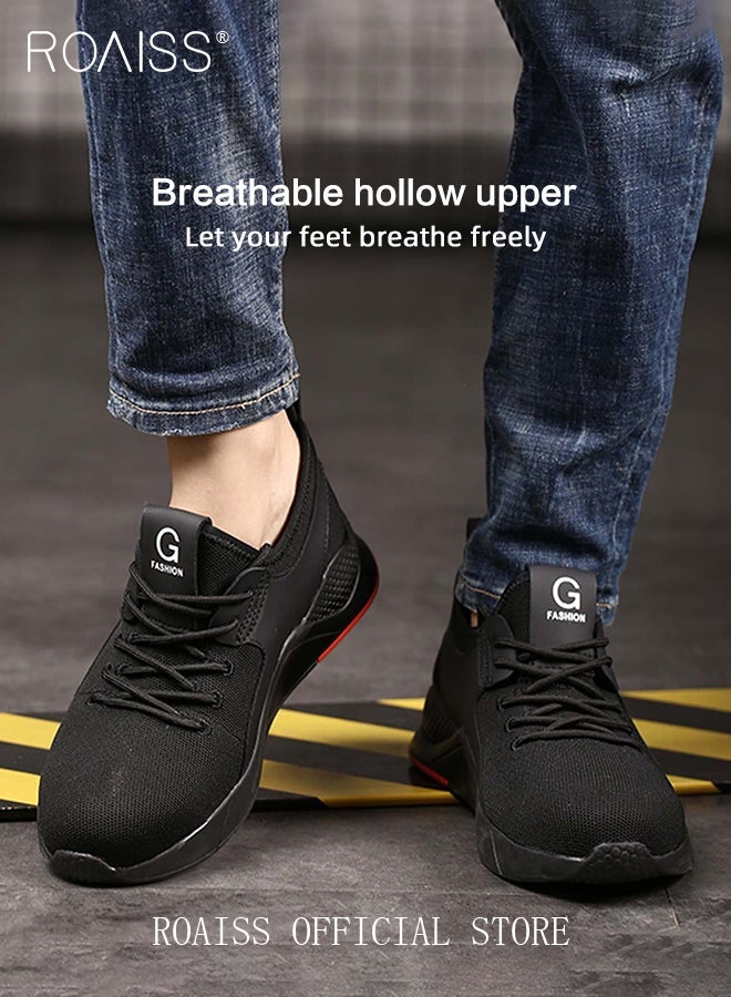 roaiss Men Steel Toe Safety Shoes, Puncture Proof Work Shoes, Stylish Sneakers for Men, Breathable Running Shoes with Soft Sole, Comfy Low Top Sports Shoes, Suitable for Construction, Industrial Sites, Manufacturing and Outdoor Activities - Image 1
