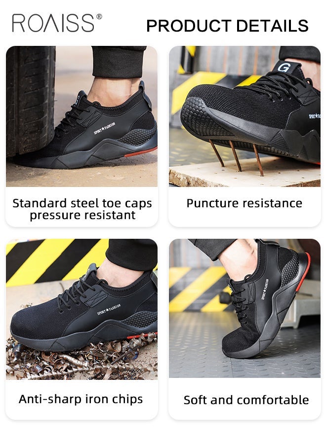 roaiss Men Steel Toe Safety Shoes, Puncture Proof Work Shoes, Stylish Sneakers for Men, Breathable Running Shoes with Soft Sole, Comfy Low Top Sports Shoes, Suitable for Construction, Industrial Sites, Manufacturing and Outdoor Activities - Image 4