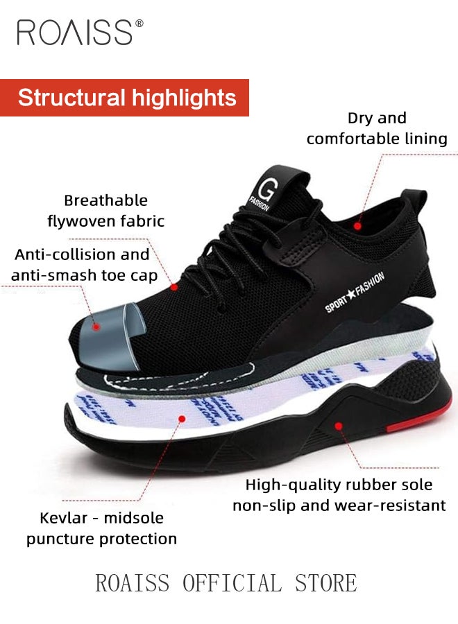 roaiss Men Steel Toe Safety Shoes, Puncture Proof Work Shoes, Stylish Sneakers for Men, Breathable Running Shoes with Soft Sole, Comfy Low Top Sports Shoes, Suitable for Construction, Industrial Sites, Manufacturing and Outdoor Activities - Image 3