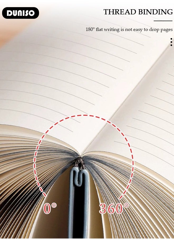 DUNISO - A5 Notebook, Portable Notepad with Pen and Gift Box, Transverse Line Diary Notebook for Women Men, PU Cover Design College Specific Notebook with Bookmark for Writing,Travel,Work & School - Image 1
