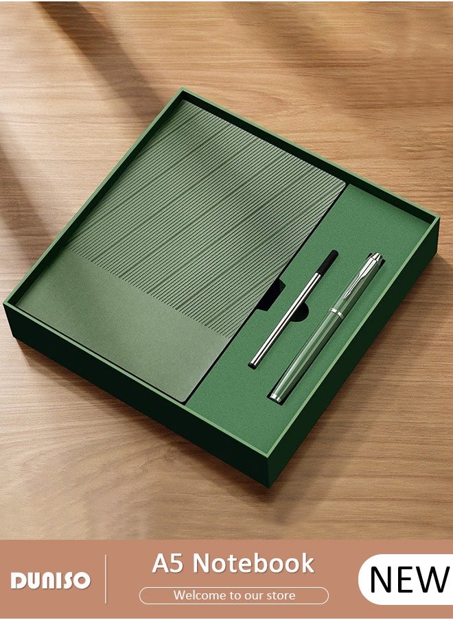 DUNISO - A5 Notebook, Portable Notepad with Pen and Gift Box, Transverse Line Diary Notebook for Women Men, PU Cover Design College Specific Notebook with Bookmark for Writing,Travel,Work & School - Image 1