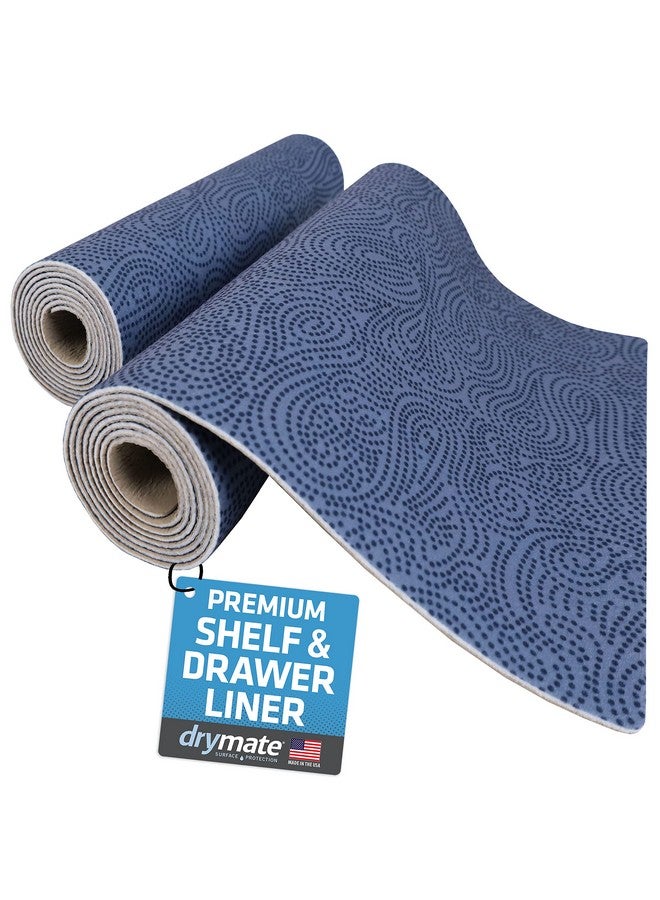 Drymate Premium Luxury Shelf & Drawer Liner, Thick Cushioned Fabric, Non-Adhesive, Absorbent, Waterproof, Slip-Resistant, Liners for Kitchen Cabinets, Cupboards (USA Made)(12”x59”)(2-Pack)(Blue) - Image 1
