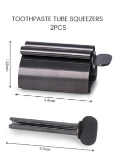 Oasisgalore 2 PCS  Grey Metal Toothpaste Squeezers, Stainless Steel Tube Dispensers & Holders  - Image 2