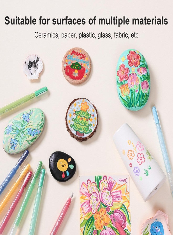 languo Acrylic Gel Pens for Coloring, 90 Colors Set 3D Acrylic Paint Pens with 1.0mm Bullet Tip for Adult Coloring, Colored Gel Pens for Black Paper, Rock, Glass, Fabric, DIY and Art Crafts Supplies - Image 4