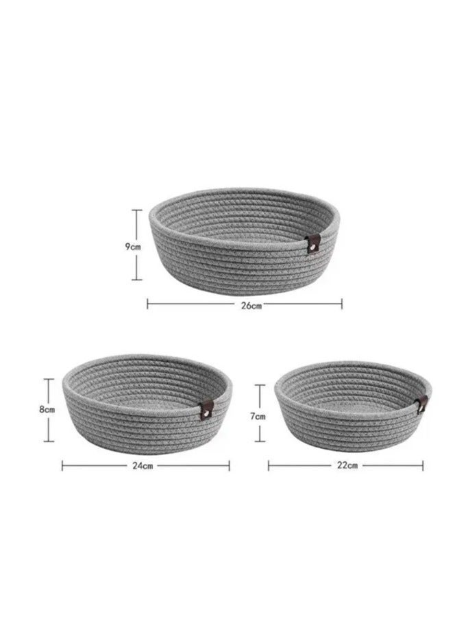 3-piece cotton braided storage basket set for organization; handmade storage basket made from thick cotton rope; sturdy baskets for organizing children's toys. - Image 2