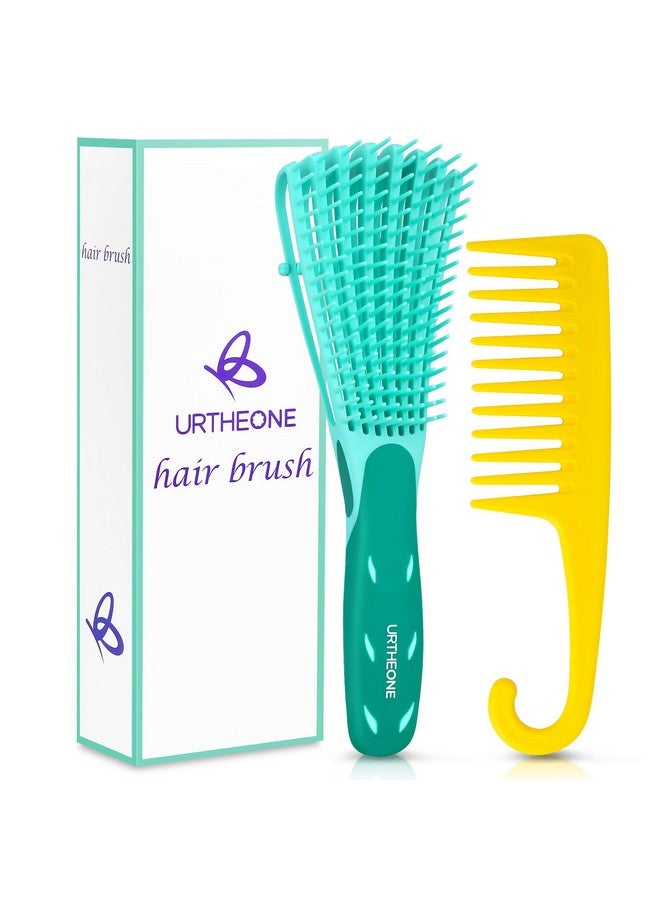 URTHEONE Detangling Hair Brush,Hair Detangler Brush and Wide Tooth Comb Set for Black Natural Curly Wet Dry Thick Straight Long Hair, Afro American Type 3a-4c, Comfortable Grip,Easy to Clean, Durable - Image 1