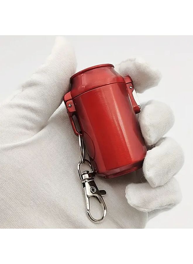 Red Portable Metal Ashtray Leakproof Lid Odor Resistant Compact Car Outdoor Keychain - Image 1