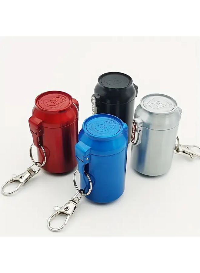 Red Portable Metal Ashtray Leakproof Lid Odor Resistant Compact Car Outdoor Keychain - Image 2