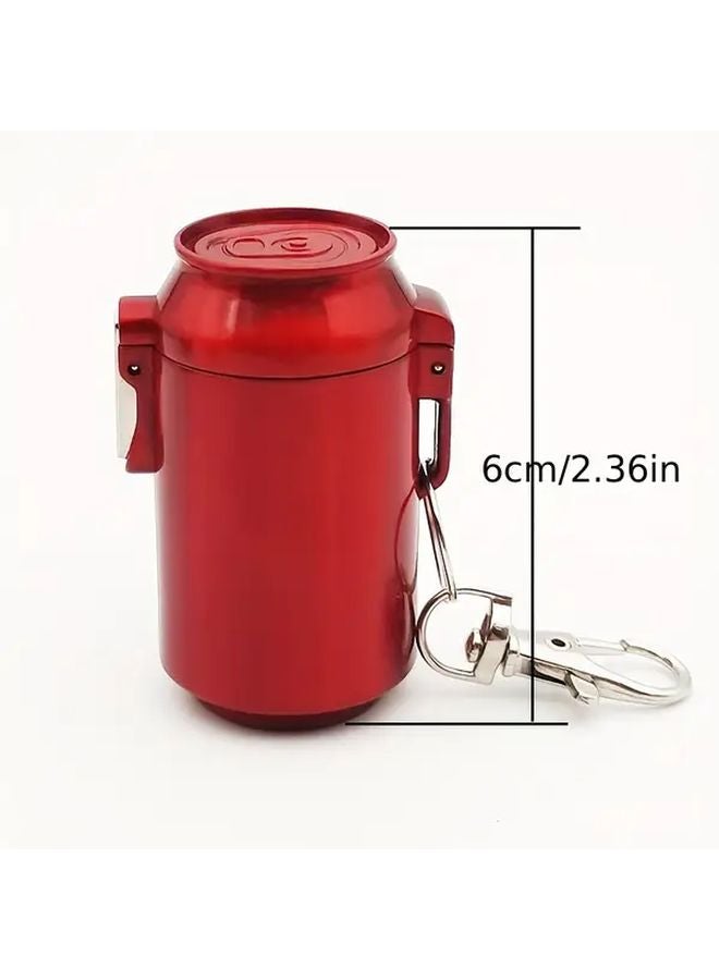 Red Portable Metal Ashtray Leakproof Lid Odor Resistant Compact Car Outdoor Keychain - Image 4