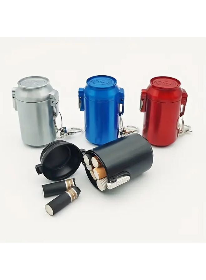 Red Portable Metal Ashtray Leakproof Lid Odor Resistant Compact Car Outdoor Keychain - Image 5