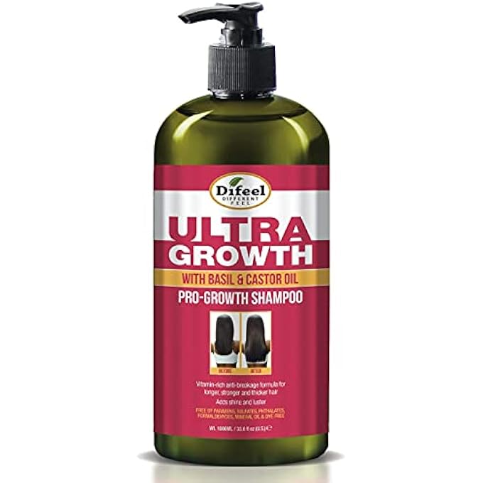 difeel شامبو نمو الشعر بزيت الريحان وزيت الخروع 33.8 أونصة - Image 1