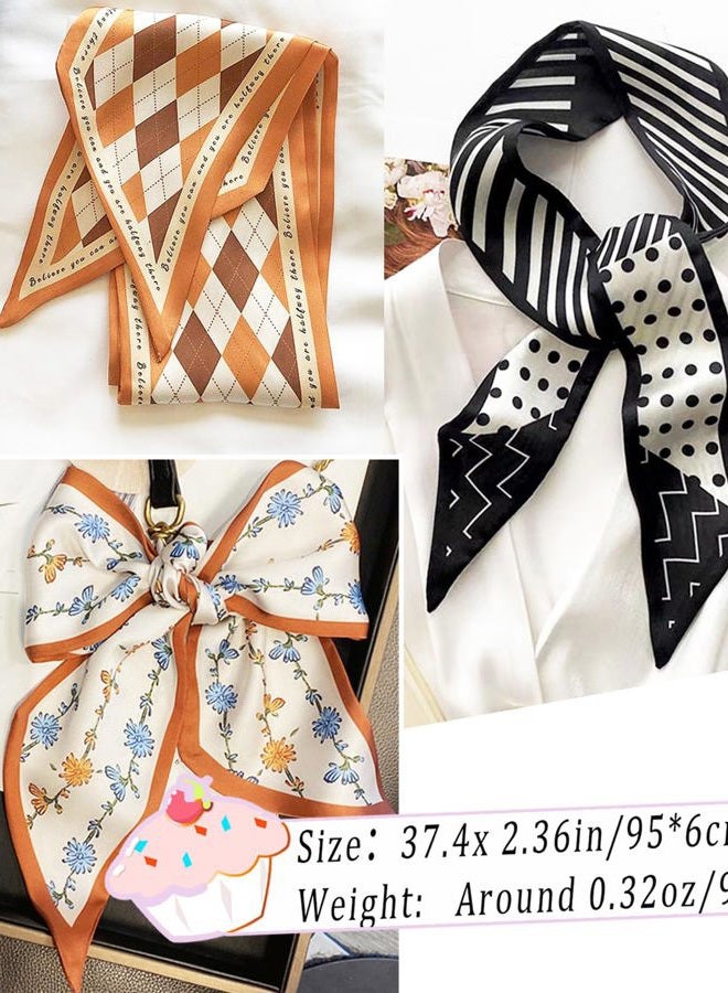 Saiusloa Scarf For Purse Handles Skinny Hair Scarves For Handbags Ponytails Handle Fashion Accessory 37.4x 2.36in - Image 3