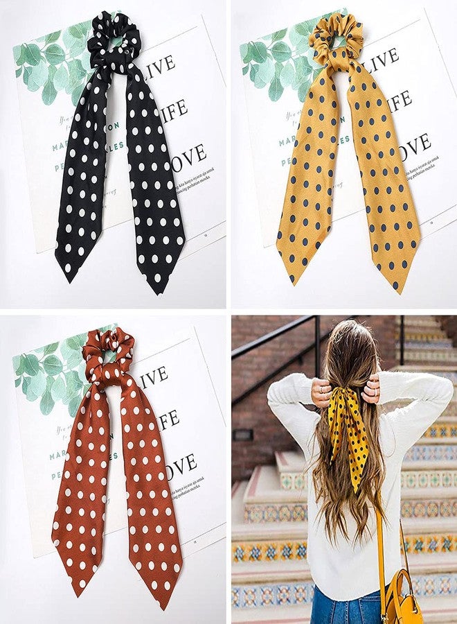 Sunaction Hair Scarf Scrunchie,12 Pcs Elastic Hair Ties,2 in 1 Vintage Ponytail Holder Hair Scarves for Women - Image 5