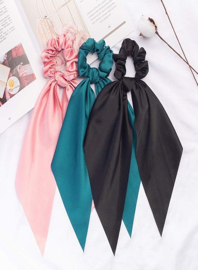 Sunaction Hair Scarf Scrunchie,12 Pcs Elastic Hair Ties,2 in 1 Vintage Ponytail Holder Hair Scarves for Women - Image 4